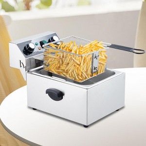Stainless Steel Commercial Fryer with Easy Clean Rotary fryer head, Timer, Adjustable Temp Countertop Oil Fryers - 1 of 4