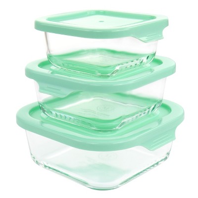 Gibson 6 Piece Glass Storage Containers with Lids in Mint