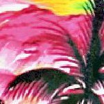 palm tree view autumn pink