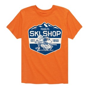 Boys' - Peanuts - Snoopy and Woodstock Ski Shop Short Sleeve Graphic T-Shirt - 1 of 4