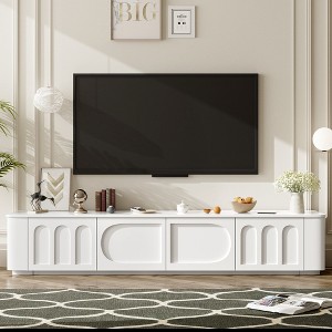 HDZNVF Modern TV Stand, Entertainment Center Media Console Cabinet Up To 75 Inch, White - 1 of 4