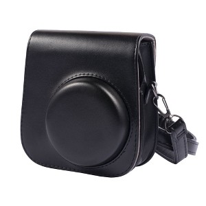 Insten Case For Fujifilm Instax Mini 11 Camera, Protective Soft PU Leather Case with Adjustable Shoulder Strap, Black - 1 of 4