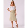 INSPIRE CHIC Women's Casual Elastic Waist Peasant A-Line Midi Skirts with Pockets - 2 of 4