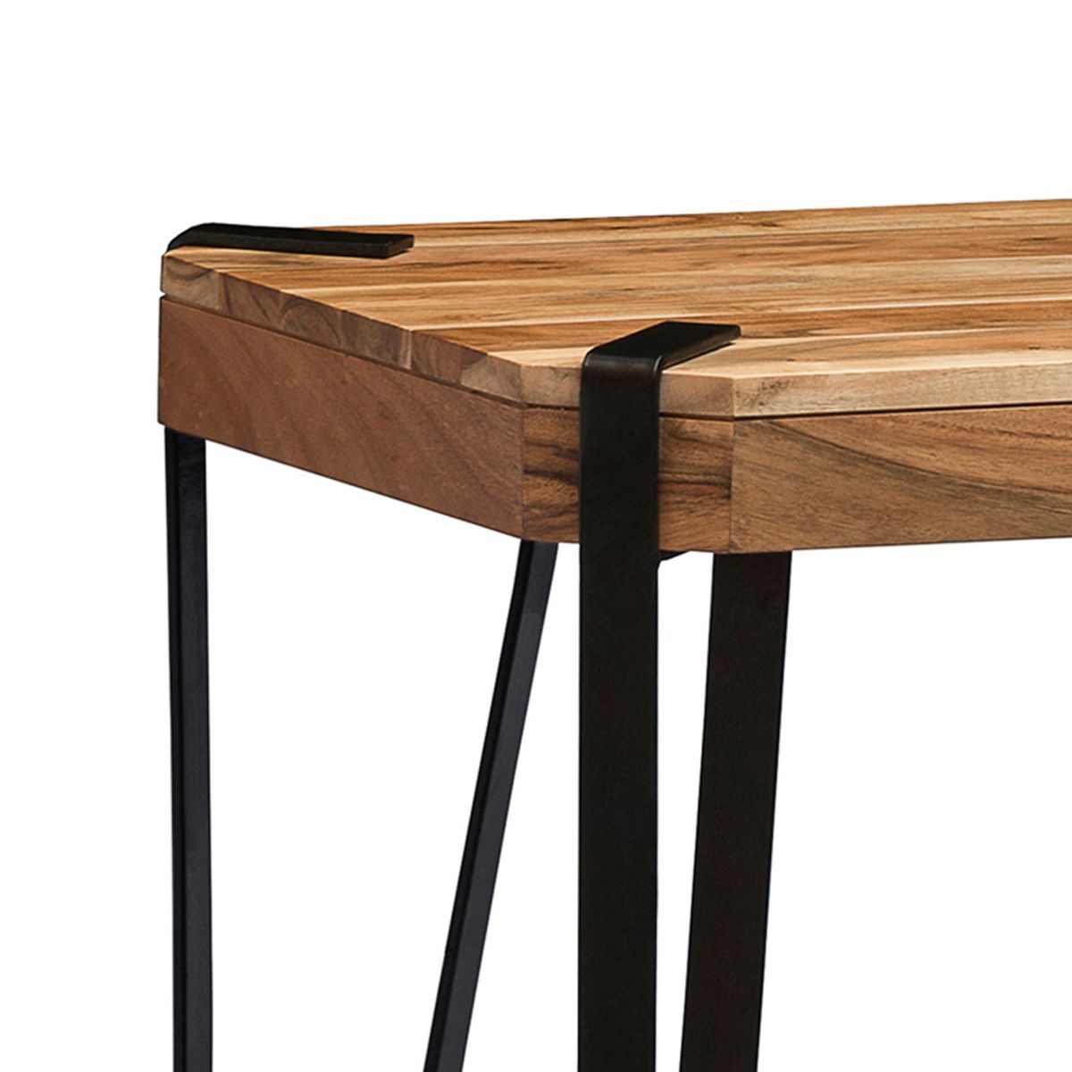 Alaterre Furniture 28" Ryegate Natural Brown Live Edge Solid Wood End Table Metal And Wood - thumbnail 2