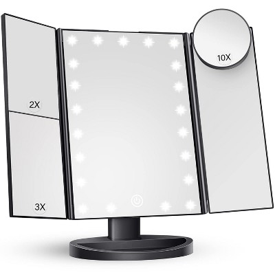 Makeup Mirror Vanity Mirror with Lights, 2X, 3X, 10X Magnification, Touch Control, Trifold, Modern Style