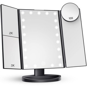 Makeup Mirror Vanity Mirror with Lights, 2X, 3X, 10X Magnification, Touch Control, Trifold, Modern Style - 1 of 4