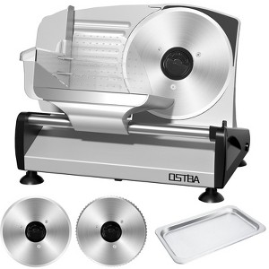 OSTBA 200W Electric Meat Slicer, Dual 7.5” Stainless Steel Blades, Quiet DC Motor, 0-15mm Adjustable, Easy to Clean for Meat, Cheese, Bread & Veggies - 1 of 4