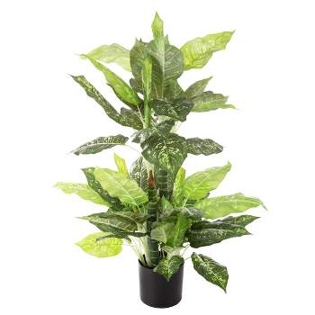 Artificial Dieffenbachia Floor Plant - 40-Inch Potted Faux Greenery for Home or Office Decoration Natural Looking Polyester Leaves by Pure Garden