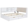 Merax Wooden L-Shaped Daybed with Upholstered Storage Headboard, USB Charging Ports & Storage Bookcase - 4 of 4