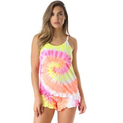 Just Love Tie Dye Pajama Short Set with Ruffle Detail | Womens PJ Set