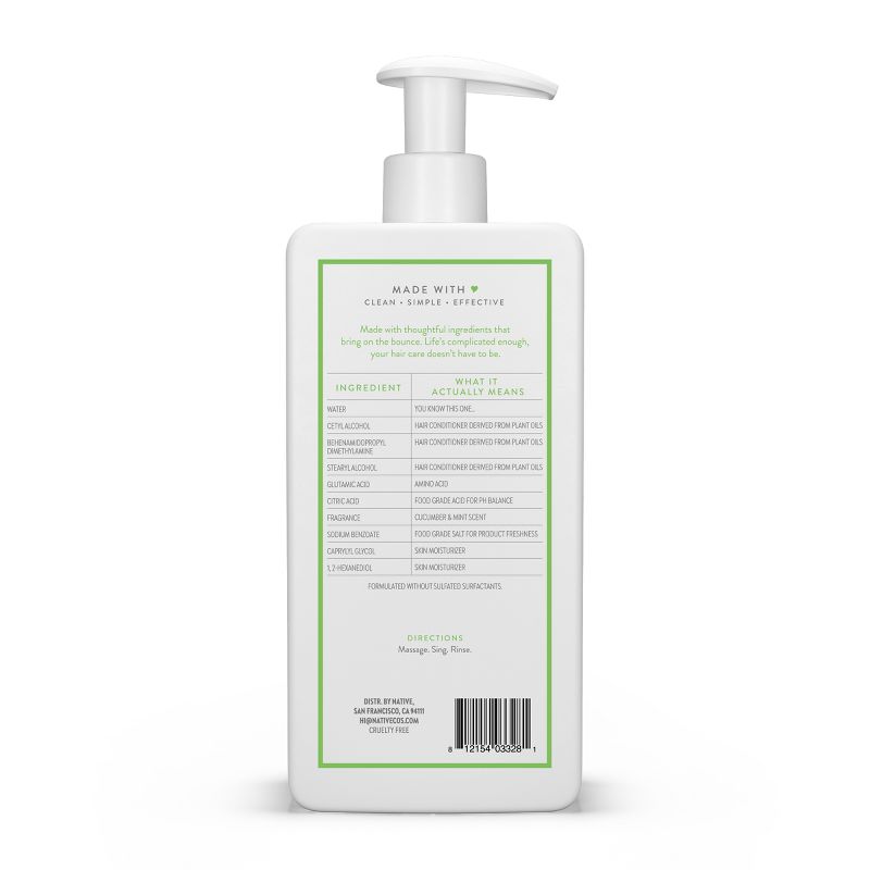 Native Vegan Cucumber &#38; Mint Natural Volume Conditioner, Clean, Sulfate, Paraben and Silicone Free - 16.5 fl oz, 4 of 11