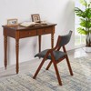 Akoasm 2 Pieces Upholstered Foldable Walnut Kitchen Dinning Chairs-Grey+Cherry - 3 of 4