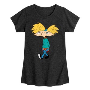 Girls' - Hey Arnold! - Distressed Arnold Fitted Short Sleeve Graphic T-Shirt - 1 of 4