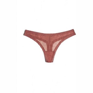 Women's Mesh Lace Trim Thong Panty - Blush Lingerie - 1 of 1