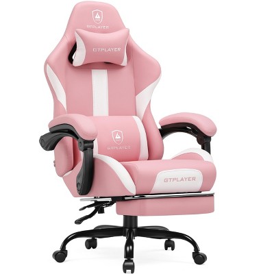 GTPLAYER Swivel Dorm Gaming Chair, Ergonomic Computer Chair with Footrest, Lumbar Support, PU Leather