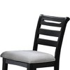 Royal Hampton Counter Height Chairs, Set of 2, Ladder Back, Black Embossed Wood, Gray Fabric - 4 of 4
