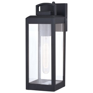 VAXCEL Kinzie 1 Light Dusk to Dawn Black Outdoor Wall Lantern Clear Glass, 14.25 inch - 1 of 4