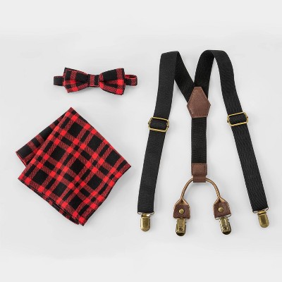 Kids' Buffalo Check Adjustable Strap Suspender Set - Cat & Jack™ Red/Black