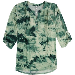 NY Collection Womens Sea Foam Print Tunic Blouse - 1 of 2