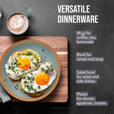 Gray and Terracotta Stoneware 4-Piece Dinnerware Set