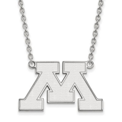 Black Bow Jewelry 10k White Gold Minnesota Golden Gophers NCAA Necklace 18 Inch