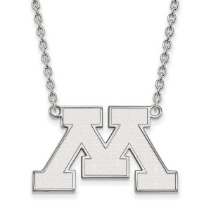 Black Bow Jewelry 10k White Gold Minnesota Golden Gophers NCAA Necklace 18 Inch - 1 of 4