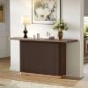 Gulches 58 in Brown Rectangular Ash Veneer Console Table with Fluted Pedestal Metal Accents Distressed Finish - 2 of 4