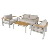 4 Piece Outdoor Aluminum Patio Chat Set with Cushions,Modern Sofa Seating Group Rust Resistant,Patio Conversation Set for Garden-Cuddlewood - 2 of 4