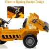 12V Kids Electric Ride-On Construction Dump Truck with Remote Control, 4WD, Working Dump Bed/Shovel, Bluetooth Music, USB Charger, LED Lights, Yellow - 4 of 4