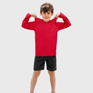 City Threads Swim UPF 50+ Hooded Long Sleeve Rashguard Tee for Boys and Girls - USA-Made - 1 of 4