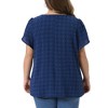 Women's Plus Size Swiss Dot Crew Neck Short Tulip Sleeve Front Pleated Summer Blouse - Agnes Orinda 4X Blue - 2 of 4