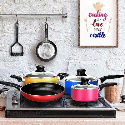 NutriChef 15-Piece Multicolor Nonstick Aluminum Cookware Set