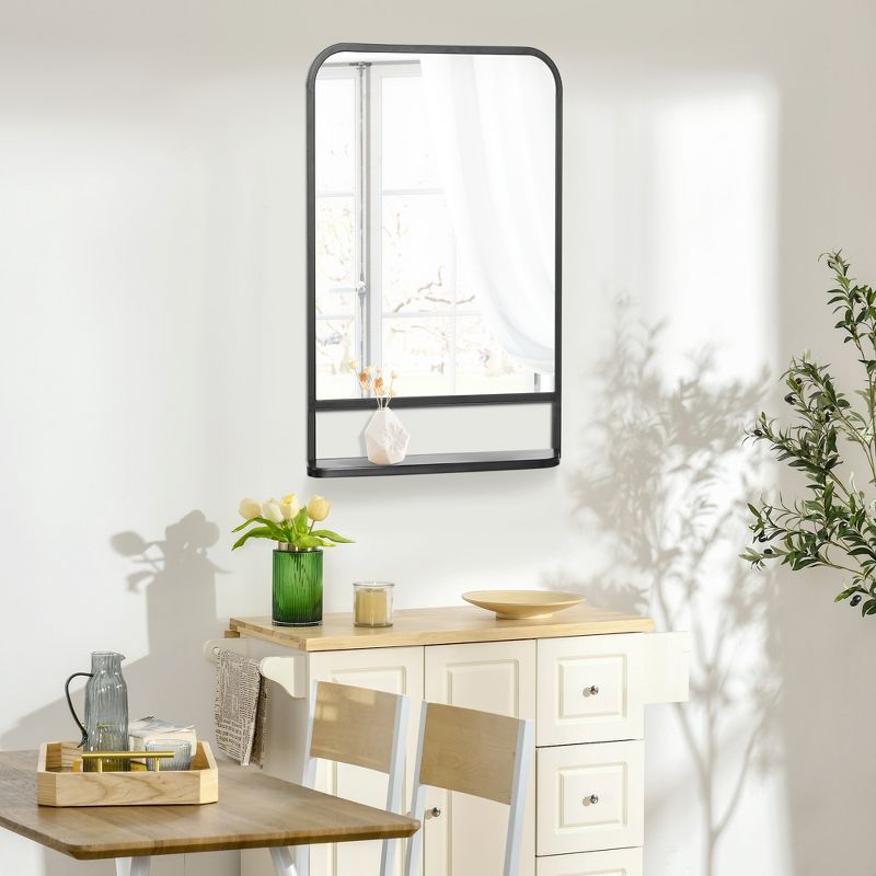 HOMCOM 34" x 21" Rectangle Modern Wall Mirror with Storage Shelf, Mirrors for Wall in Living Room, Bedroom, Black, 3 of 7