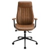 TiramisuBest Brown Wood & Metal Upholstered Adjustable Office Chair with High Back, Tufted Faux Leather - 4 of 4