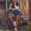 Skeleteen Black and Orange Tights - Striped Nylon Stretch Pantyhose Stocking Accessories for Every Day Attire and Costumes - 3 of 4
