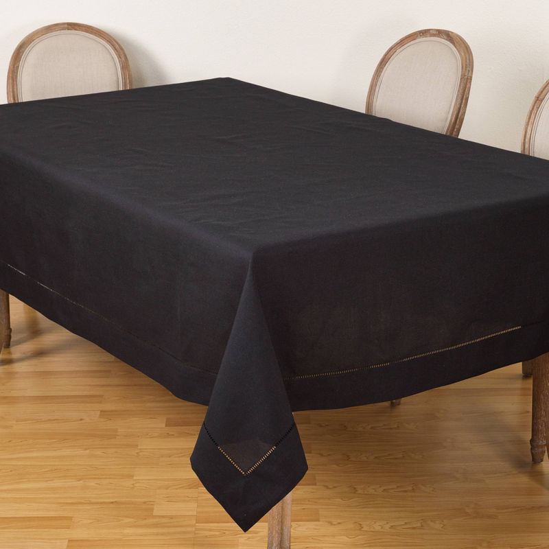 70&#34;x104&#34; Tablecloth with Hemstitch Border Design Black - Saro Lifestyle, 2 of 7
