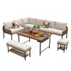 YOOCOZZ 6-Piece Rope L-Shaped Set with Acacia Wood Table and Rope Benches - 4 of 4