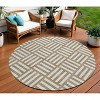 Brown And Ivory Geometric Washable Indoor Outdoor Area Rug - 2 of 4