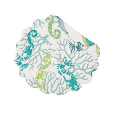 C&F Home Aquarius Cotton Quilted Round Reversible Placemat Set of 6