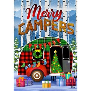 Merry Campers Christmas Garden Flag Primitive 18" x 12.5" Briarwood Lane - 1 of 4