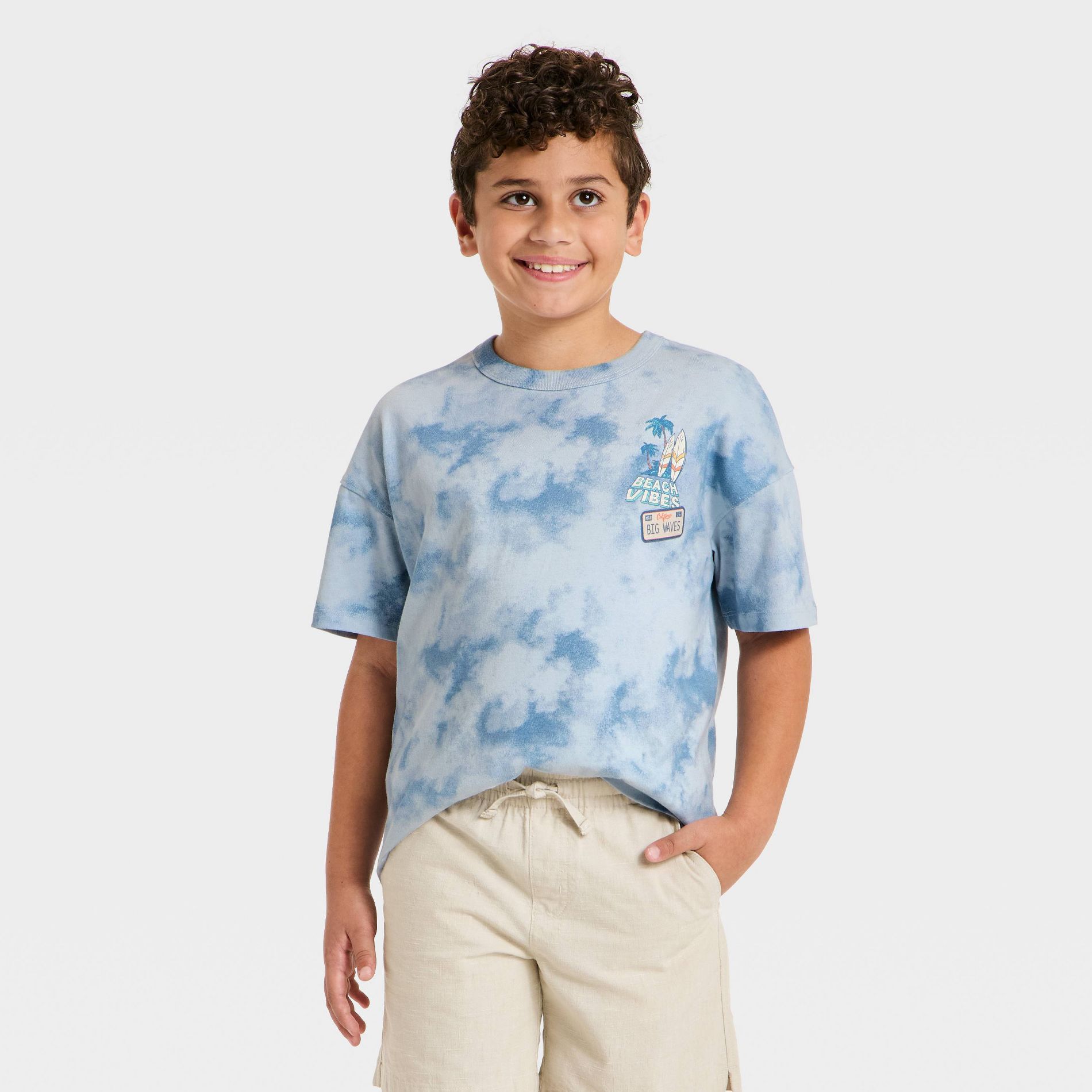Boys' Short Sleeve 'Beach Vibes' Graphic T-Shirt - Cat & Jack™ Blue