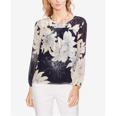 Vince Camuto Womens Pagoda Floral Pullover Blouse