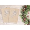 Linum Home Textiles Christmas Dove - Embroidered Luxury 100% Turkish Cotton Hand Towels (Set of 2) - 2 of 3