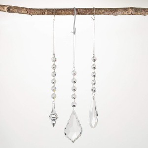 8"H  7.5"H and 8"H Sullivans Drop Crystal Ornament - Set of 3  Clear Christmas Ornaments - 1 of 2