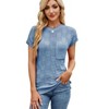 Womens Summer Tops Casual Crewneck Knit Short Sleeve Sweater Loose Fit Lightweight Shirts - 3 of 4