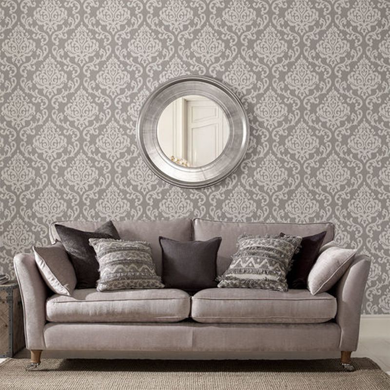 Ink Damask Grey Mist Paste the Wall Wallpaper, 2 of 5