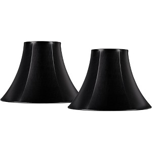 Springcrest Set of 2 Bell Lamp Shades Black Medium 7" Top x 16" Bottom x 11.5" High Spider Replacement Harp and Finial Fitting - 1 of 4