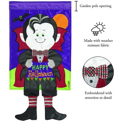 Happy Halloween Purple and Black Polyester Outdoor Garden Flag