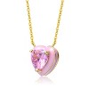 Guili 14K Yellow Gold Plated Pink Enamel Heart Dainty Pendant Layering Necklace- Featuring Pink Cubic Zirconia for a Touch of Romance - 2 of 2
