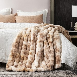 Cozy Bliss Faux Fur Throw Blankets, Plush Soft Thick Bubble Blanket for Sofa, Bedroom, Living Room - 1 of 4